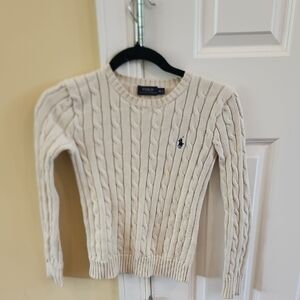 Polo by Ralph Lauren Cream Cable Knit Crew Neck Sweater